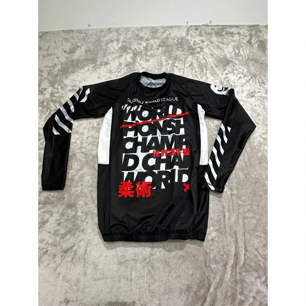 Rashguard Jiu Jitsu Men's Size Black Long Sleeve Japanese World Championship